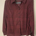appleseed's  Womens Plaid Blouse Size  Petite  12 Red Multicolor Button Up Photo 0