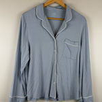 Cozy Earth Women's Size Medium Baby Blue Bamboo Pajama Top Collared Button Down Photo 0