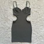 Edikted Dress Shae Cups Cut-Out Mini Ribbed Bodycon Olive Sz S NWT New Photo 2