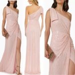Mac Duggal  Pearl Embellished Soft Tie One Shoulder Gown 93735 baby pink Photo 1