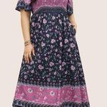 Bloomchic Ditsy Floral Shirred Patchwork Ruffle Sleeve Dress Photo 0