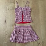 Peppermayo  Top & Mini Skirt Set Gingham Bellamy Size XXS Red White Photo 3