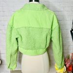 Boutique Lime Green Cropped Sherpa Jacket Photo 6
