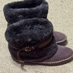 Jessica Simpson Microsuede Brown Faux Fur Line Bootie Slippers Women's Size 9.5 Photo 5