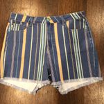 Judy Blue  Peach Sunrise Striped Denim Shorts Size Large Fray Hem Photo 0