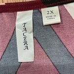 Tacera  Burgundy and Cream Zigzag Top Photo 7