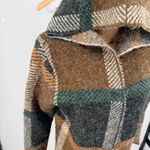 Natural Reflections  Brown Plaid Hooded Cardigan Longline Open Front Lg Cozy Photo 2