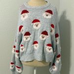 Miss Sparkling Santa Patterned Gray Sweater Multiple Size L Photo 0