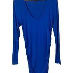 Riller & Fount Blue Scoop Neck Fitted Ruched Side Mini Dress 2 Photo 0