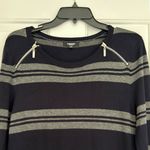Premise Striped Knit Sweater Dress with Shoulder Zippers - Black & Gray Size L Photo 2