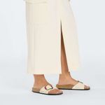 Birkenstock  Madrid Iridescent Big
Buckle Nubuck Leather Slide Sandal, Ecru,37EU Photo 5