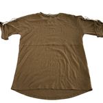 ZARA Shirt Womens Small Brown Pullover Curved Hem Casual Tunic Top Morocco Photo 0