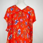 Johnny Was NWOT  Floral Oversize Short Sleeve Top Blouse Women Size S Red V-Neck Photo 4
