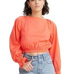 Levi's NWT Daphne Scrunchie Blouse Persimmon Square Neck Photo 0