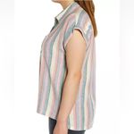 Orvis Women's Ladies Short Sleeve Button Up Linen Blend Shirt Top Stripe S Photo 1