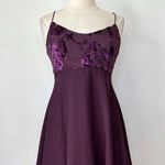 Faviana Vintage 90s Dark Purple Metallic Babydoll Sleeveless Cocktail Dress Photo 0