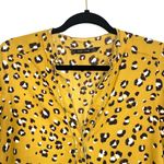 ZARA Basic Mustard Yellow & Black Leopard Print Ruffle Blouse Photo 1