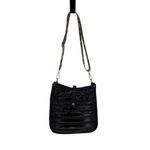 Womens Animal Print Strap Shiny Nylon‎ Puffer Crossbody Bag Black Medium Photo 1