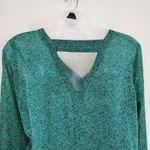 CAbi  Floral Long Sleeve V-Neck Sheer Work Blouse Green Career Wear Size Medium Photo 4