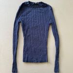 Thick Ribbed Long Sleeve Top Blue Size XXS Photo 0