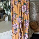 Band of Gypsies Band of Gypsy’s mustard yellow pink floral boho strapless wide leg jumpsuit M Photo 12