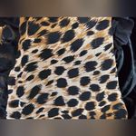 Betsey Johnson  Vintage Leopard Black Velvet Silk Blend Bead trim Taffeta Scarf Photo 7