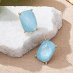 Elegant Blue and Gold Stud Earrings Photo 2