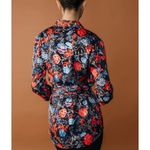 Chloe Kristyn Fleur Noir Erin Blouse Floral Long Sleeve Satin Boho Viscose XS Black Photo 1