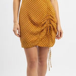 Tularosa  Mustard Yellow Polka Dot Ruffle Sleeve Wrap Dress Size M Photo 0