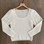 White + Warren 100% Cashmere Ribbed Scoop Neck Puff Sleeve Sweater Soft White XS Photo 3