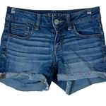 American Eagle  Jean Shorts Womens 0 Medium Wash Denim Low Rise Y2K Vintage Photo 0