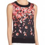 St. John Black Flamingo Degrade Sleeveless Floral Print Silk Top Size L Photo 0