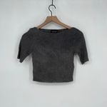 Topshop Ribbed Knit Boat Neck Cropped Top Grey US Size 2 Photo 1