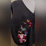 Bechamel Vintage Women’s Size L Christmas Black Fleece Vest Ugly Sweater Santa Size L Photo 3