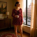 Cupcake and Cashmere Mixed Floral Printed Mini Dress Red Velvet Size 0 Photo 11