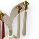 Trifari Vintage  White Red Dangle Clip-On Earrings 2 Pair Gold Tone Photo 4