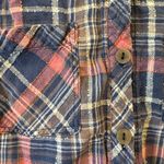 We The Free  People Shirt Petite Small Boho Park Ranger Plaid Button Up Blue Pink Photo 1