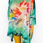 Missy Plus Floral Chiffon Caftan Poncho/ Coverup OS Green Size undefined Photo 0