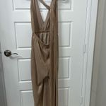 Elegant Champagne Halter Jumpsuit Tan Photo 1