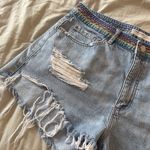 Garage Pride Rainbow Festival Denim Distressed Shorty Shorts Size 31 Photo 1