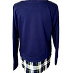 IZOD  navy & plaid tie-front layer look sweatshirt Medium‎ NWT Photo 2