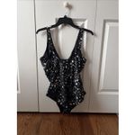 DKNY   Women's Ruched One-Piece Swimsuit Size Large Black white Tummy Control Photo 3