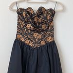 Gunne Sax  Black Midi Dress with Floral Corset Style Top Size: S Photo 1