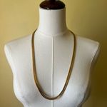 Vintage‎ Gold Plated Snake Chain Necklace 30” Flat Herringbone Long Layering Photo 0