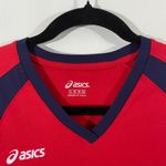 ASICS Women Red & Navy V-neck Athletic Performance Long Sleeve Top Size L Photo 2
