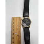 1980s Tali Beverly Hills Watch Rhinestone Accent Gold Tone Black Face Quartz Photo 6