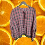 ZARA  Women's Red‎ Plaid Keyhole Neck Tasseled Long Sleeve Blouse Size S Photo 1