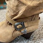 Zodiac Rare Vintage 80s Suede Boots Cowboy Western Cowgirl Boots NEW with tags Tan Size 7.5 Photo 9