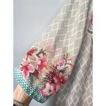 Limelight Embroidered Beige Short Silk Kurti Tunic Dress L Floral Tropical Light Photo 6