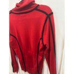 Premise Studio  Red Turtleneck Sweater Black Trim Long‎ Sleeve Knit Top Photo 5